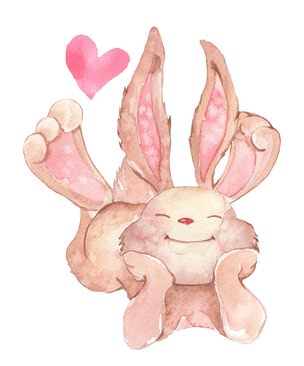 watercolor bunny and heart
