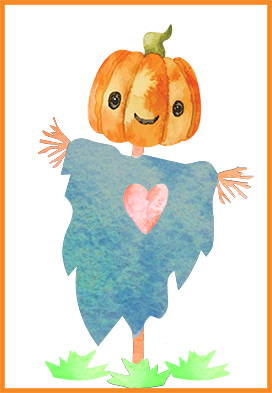 Halloween card scarecrow watercolor