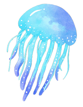 watercolor jellyfish blue clipart