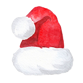 Watercolor Santa's hat clipart