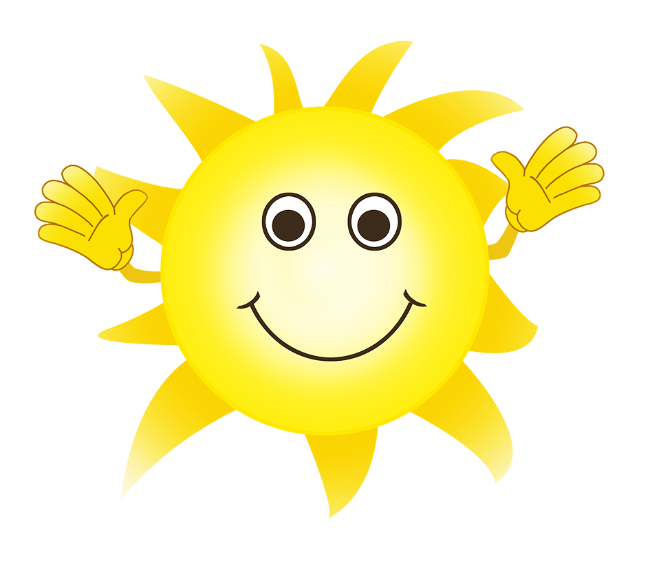 cartoon sun waving and smiling