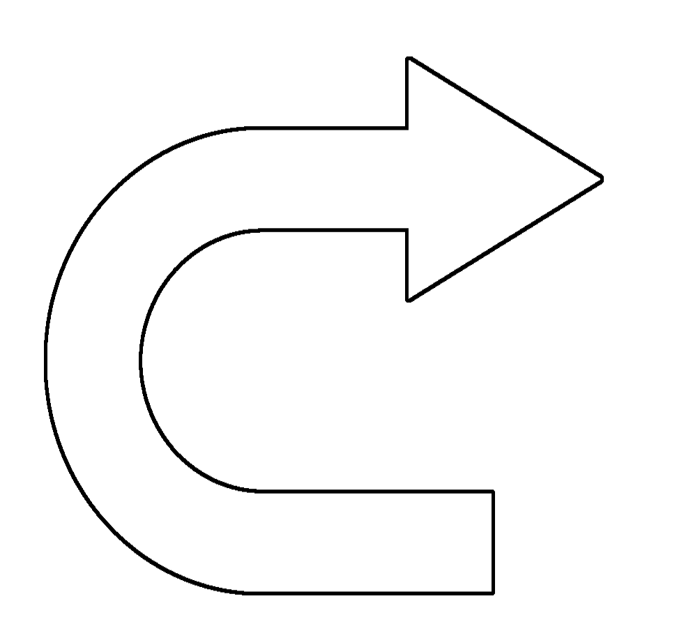 white curved arrow symbol