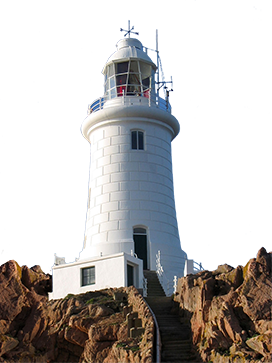 white lighthouse clipart on cliff