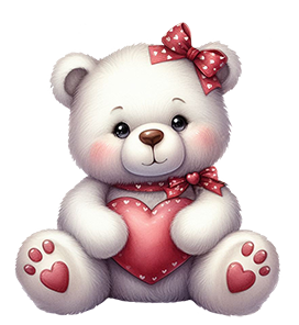 cute white Valentine bear with heart