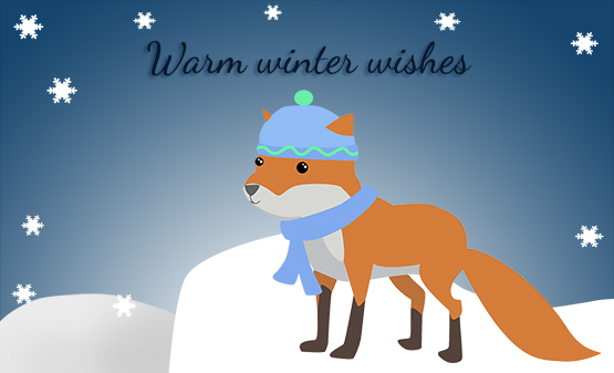 warm winter wishes with fox