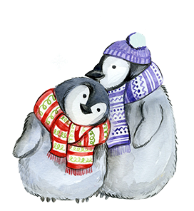 winter penguins clipart