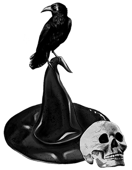 witch hat raven skull
