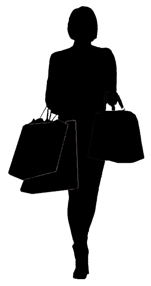 silhouette of woman shopping