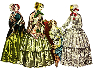 Victorian ladies dress hats clip art