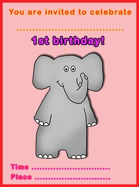 1st birthday invitation template elephant colorful