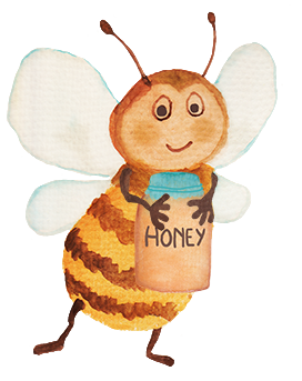 bee with honey jar