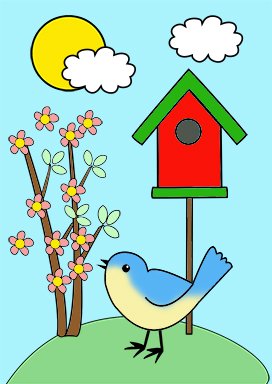 spring motive bird birdhouse