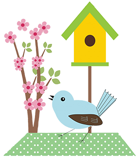 bird and birdhouse clipart