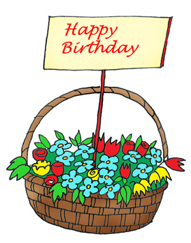 basket with flowers happy birthday