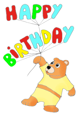 happy birthday clip art teddy bear with balloons