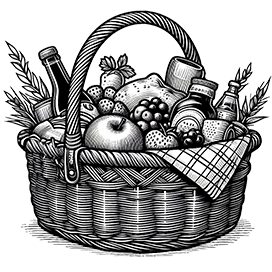 black and white summer clipart basket