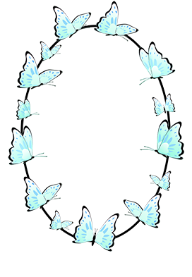 oval butterfly frame blue