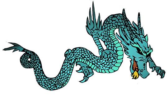 blue green dragon clipart