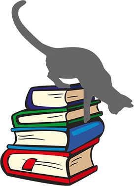 book clipart grey cat silhouette