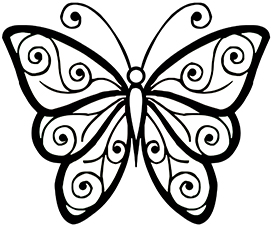 butterfly drawing black white