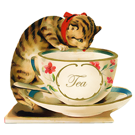 cat and tea cup vintage
