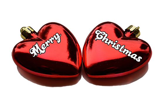 christmas hearts with greeting