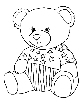 4th of July teddy bear coloring page