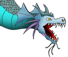 Dragon drawings head of blue dragon
