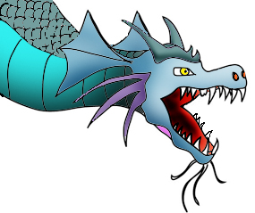 Dragon drawings head of blue dragon