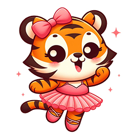 cute ballet dancer tiger clipart