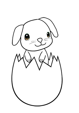 Easter coloring page bunny in egg shell