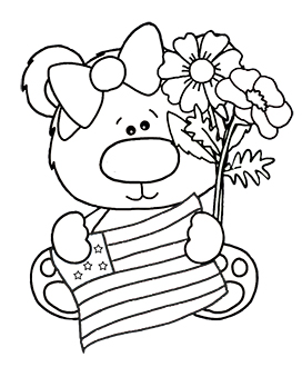 4th July coloring page teddy bear