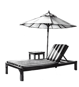 deck chair and parasol clipart