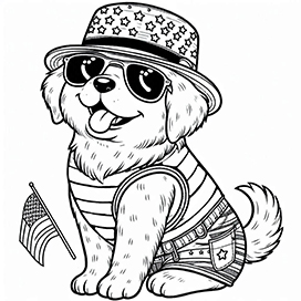 dog dressed up for 4th of July