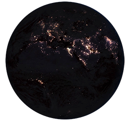 eart by night seen from outer space