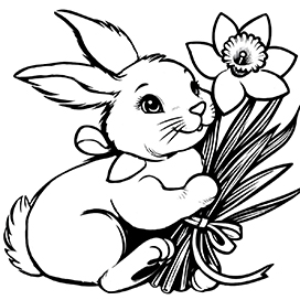 Coloring page Eastser bunny daffodil