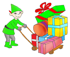 christmas elf with gifts