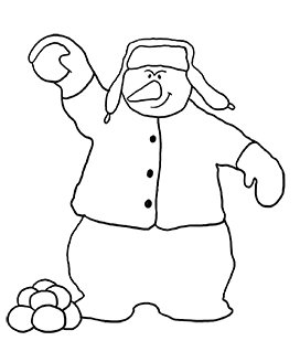 coloring evil snowman with snowballs