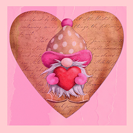 Gnome with heart Valentine greeting
