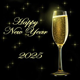 gold black New Year with champagne