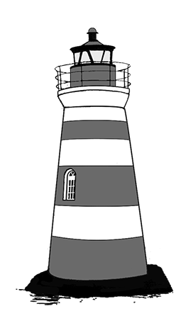 gray black white lighthouse clipart