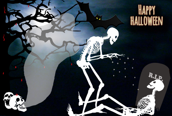 Halloween night skeletons