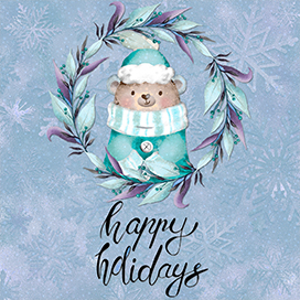 happy holidays greeting bear wreath