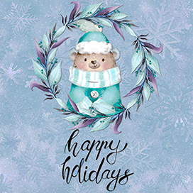 happy holidays greeting bear wreath