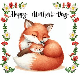 Happy Mother's Day clipart fox and cub