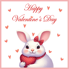 Happy Valentine greeting with rabbit