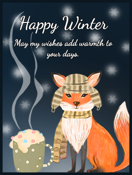 happy winter wishes fox hot chocolate