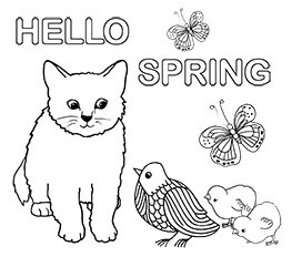 hello spring coloring page