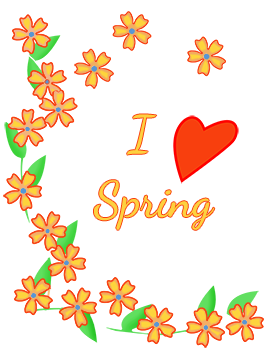 I love spring with red heart