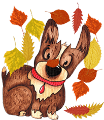 fall leaves clipart with dog